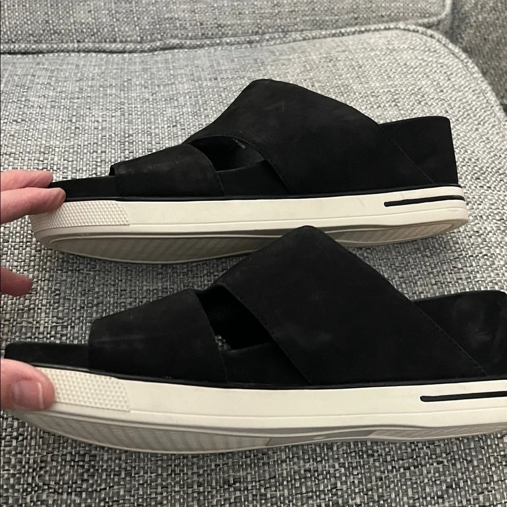 Eileen Fisher Black Wedge Sandal Suede NEW